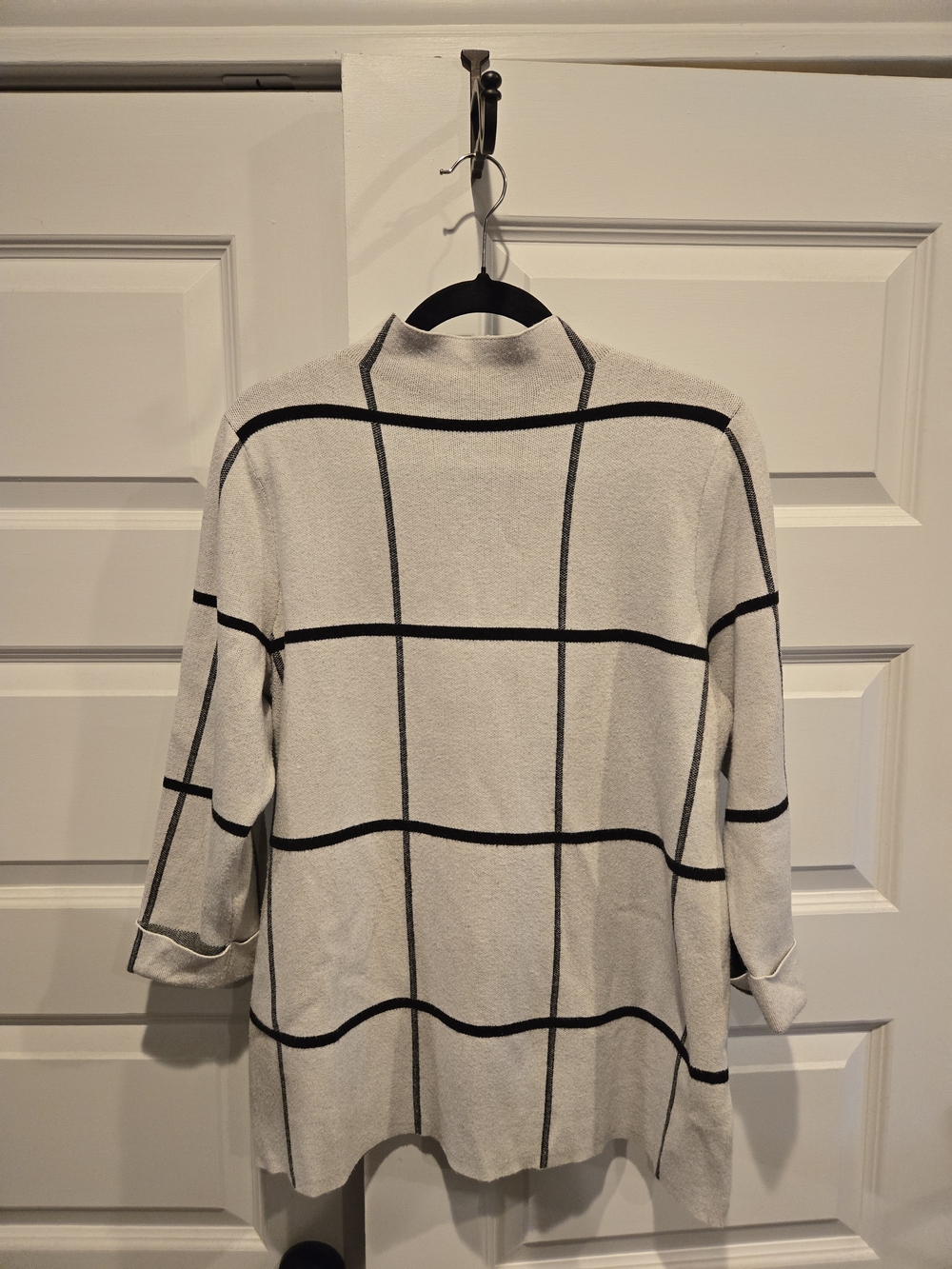 Tahari Cream, Black Windowpane Mockneck Sweater